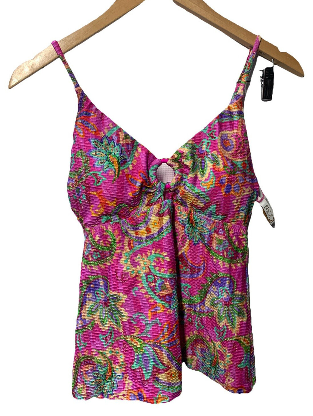 BECCA Polynesia Tankini Top Women's Multicolor Stretch Swimwear Size Medium